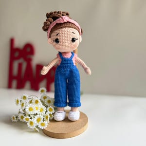 Ms. Rachel Inspired Crochet Doll, Handmade gifts for kids, Educational toy, Crochet doll with overalls, Birthday gift for kids, for toddlers