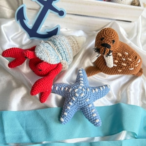 Handmade Crochet Sea Animals, Ocean Creatures, 1st birthday gift, Toys for kids, Starfish, Whale, Jelly fish, Orca & more, Baby toy gift set