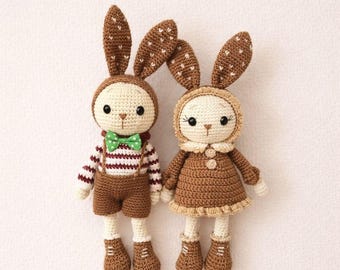 Handmade Crochet Bunny Doll, Amigurumi Rabbit Toy, Christmas Gift, Soft Plush Animal, Nursery Decor, Birthday gift for kids, Baby toy