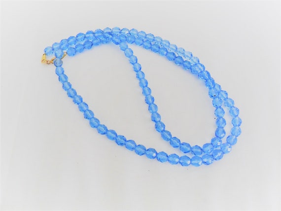 Vintage Light Ice Blue Faceted Sparkle Glass Bead… - image 1