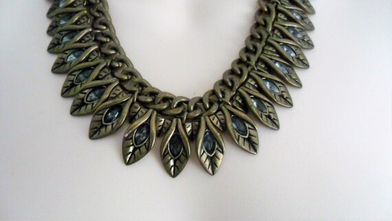 Vintage Heavy Copper Colour Metal Chain with Leaf… - image 3