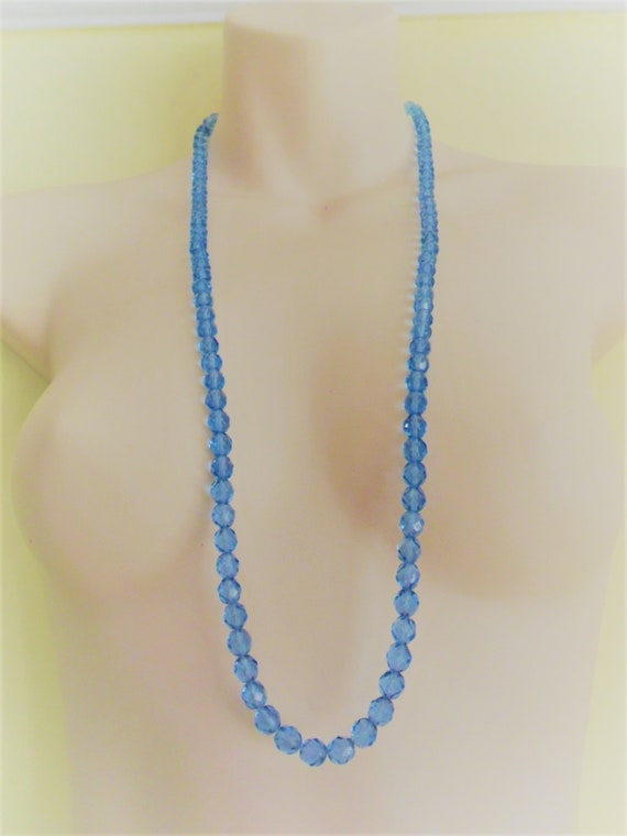 Vintage Light Ice Blue Faceted Sparkle Glass Bead… - image 5