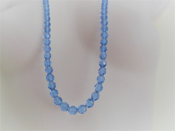 Vintage Light Ice Blue Faceted Sparkle Glass Bead… - image 4