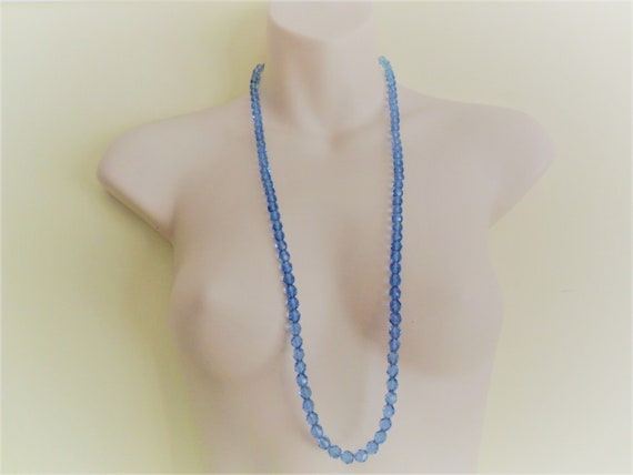 Vintage Light Ice Blue Faceted Sparkle Glass Bead… - image 2