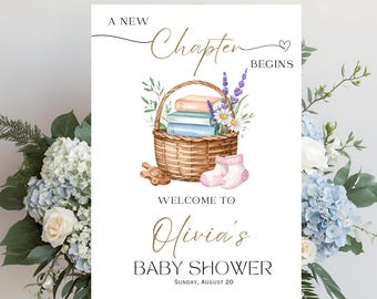 A New Chapter Begins Baby Shower Invitation, Storybook Baby Shower Invite, Gender Neutral, Instant Editable Template,Storybook Theme Welcome