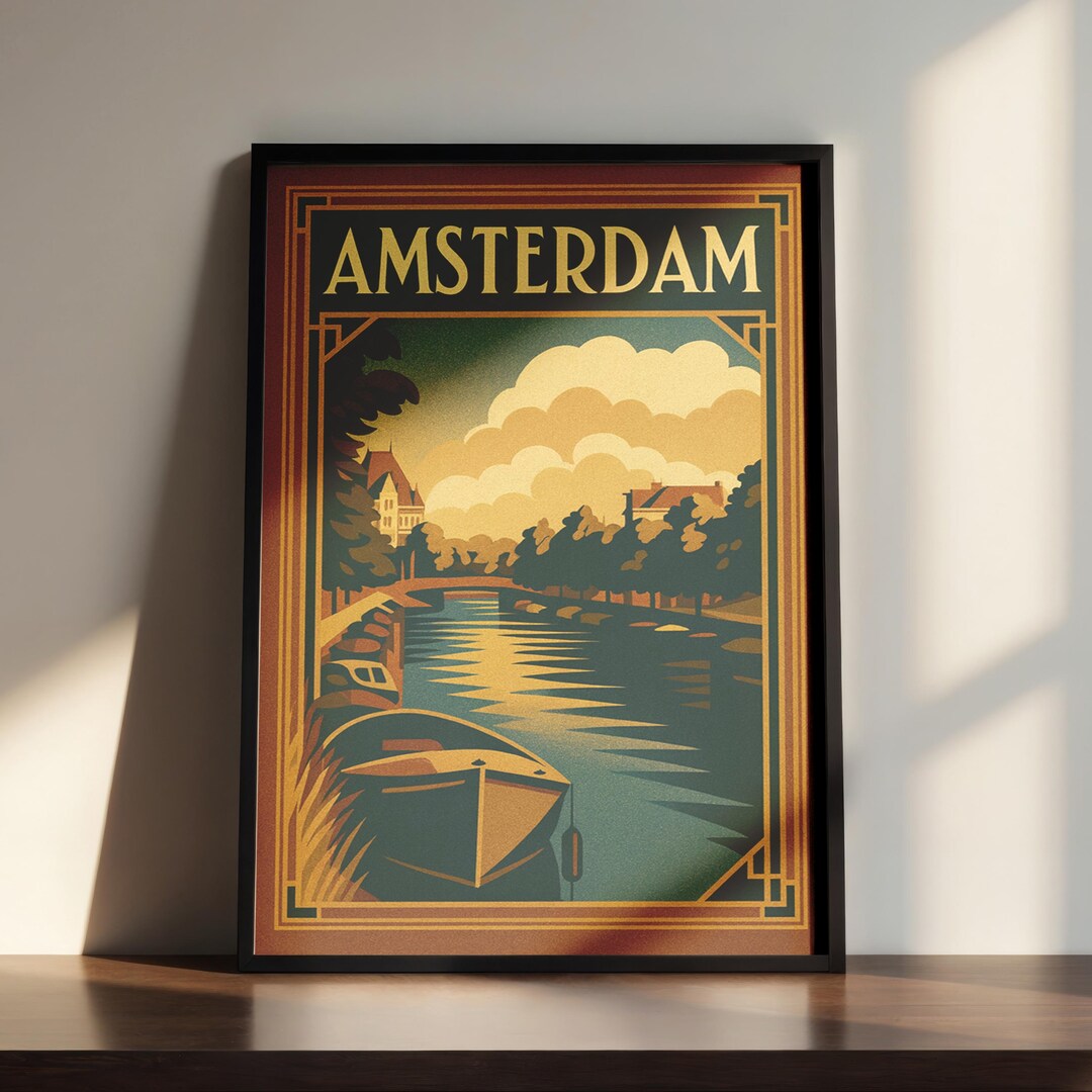 Amsterdam Canal Amsterdam Canvas Print | Art Deco Wall Art - Etsy Canada