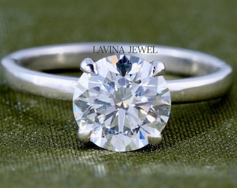 2.00CT Round Lab Grown Diamond Ring, Lab Created Diamond, Solitaire Engagement Ring, Diamond Wedding Ring, Anniversary Gift Ring For Her
