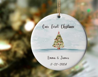 White Christmas Decorations, Custom Our First Christmas, Personalized Christmas Tree Ornaments, Xmas Yard Decorations