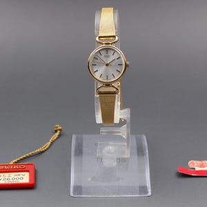 Vintage 1980 [NOS w/ Tag] SEIKO Socie 1421-0060 Gold Bracelet Qz Ladies Watch