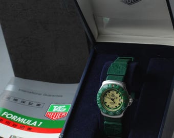 TAG Heuer Formula 1 372.508 Date Green Quartz 28mm Ladies Watch Full Set w/ Box