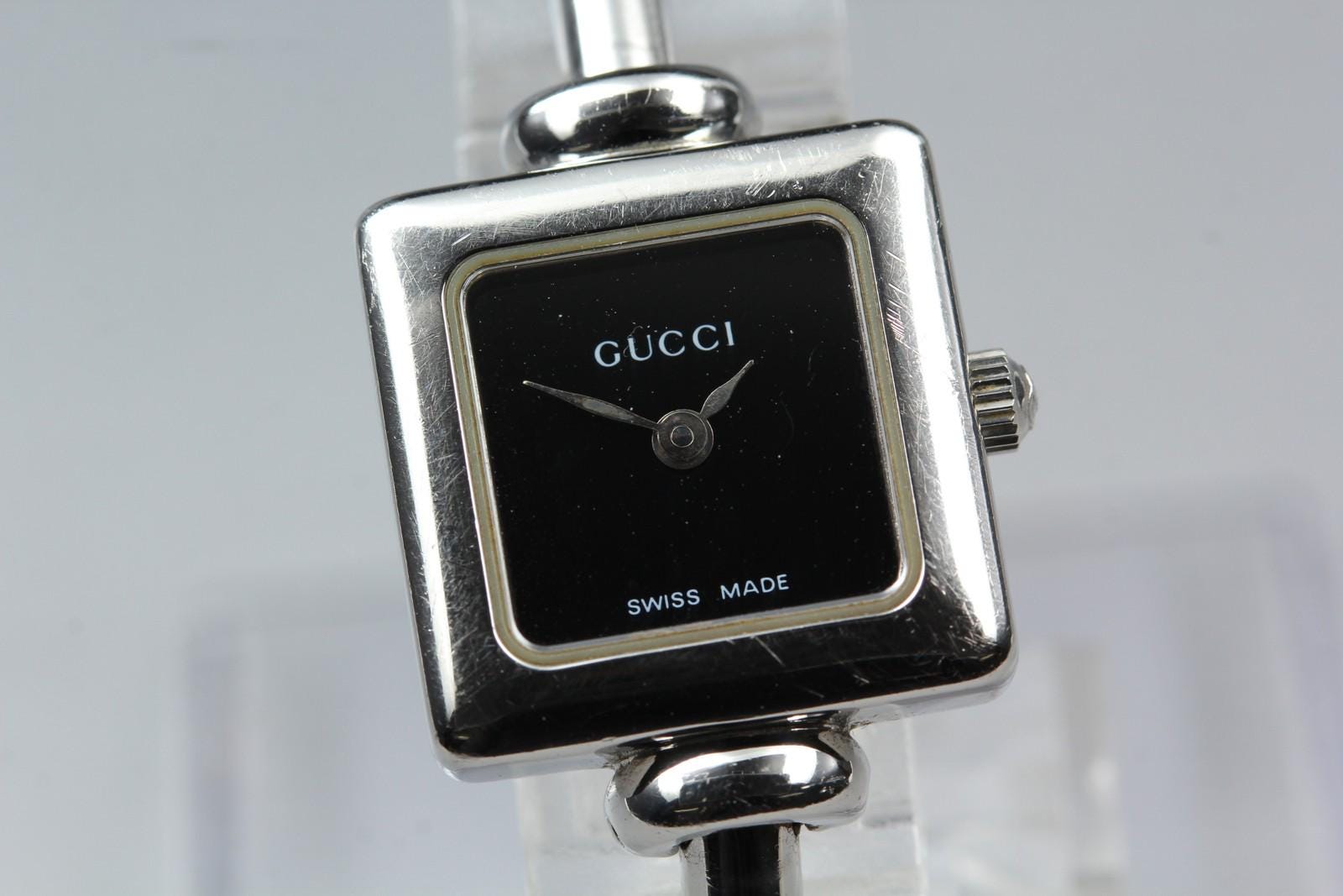 Gucci Vintage Unisex Watch | Square Black Dial Stainless Steel Bracelet GUCCI Watches 600L Stainless Steel/Stainless Steel Silver  main image 2