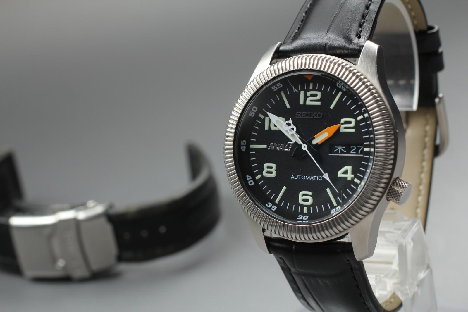 Rare [exc+5] SEIKO 7S26-0620 ANA Pilot Limited Black Auto 40mm 