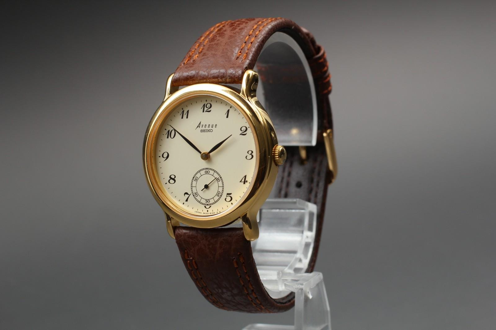 SEIKO セイコーアベニューゴールドムーンフェイズ メンズ ヴィンテージ腕時計 美品】SEIKO セイコー/AVENUE アベニュー/クオーツ/腕時計/ムーン