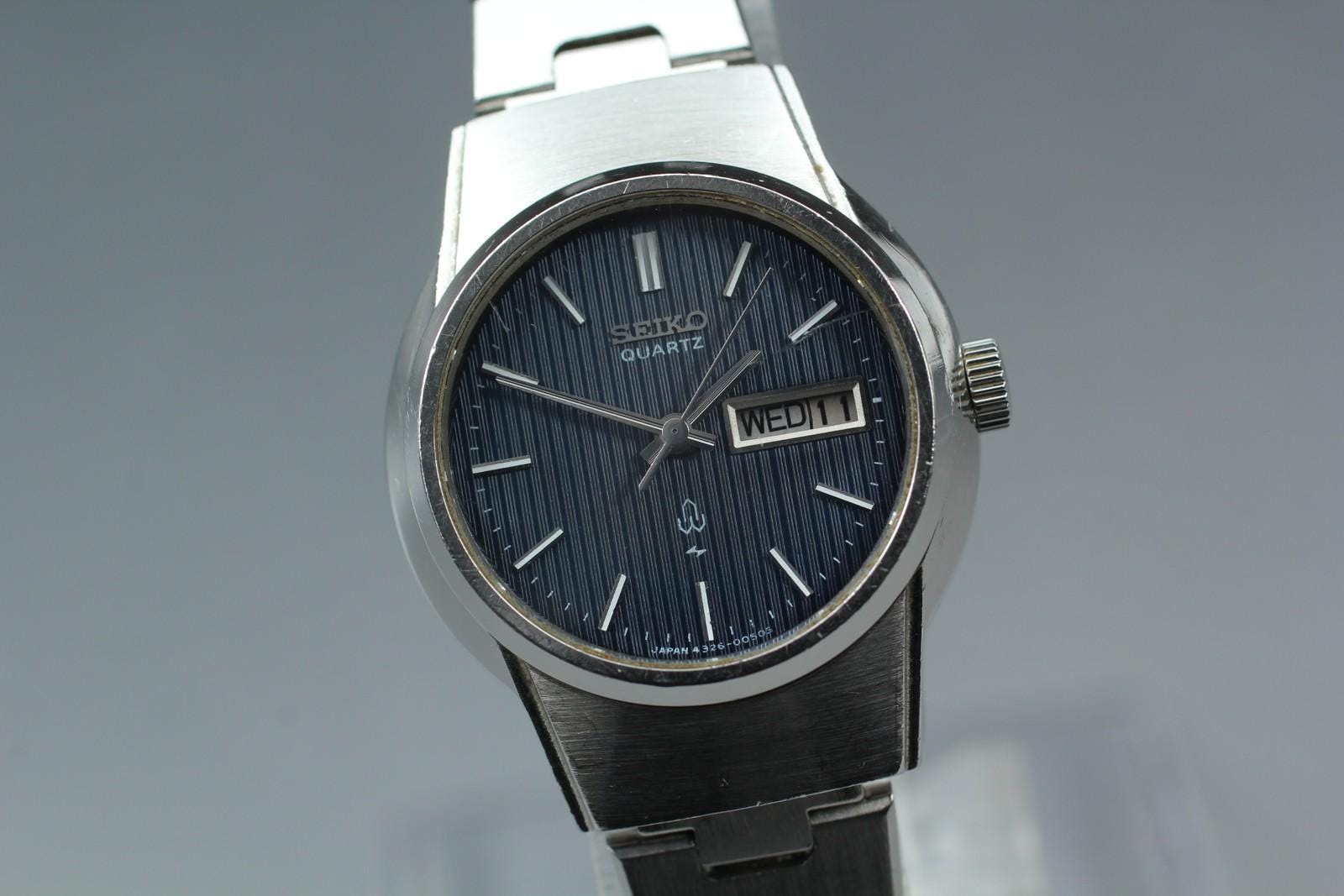 Vtg 1977 [exc+5] SEIKO Joyfull 4326-0050 Blue Quartz Ladies Watch 