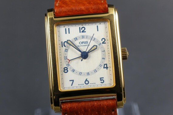 Near MINT ORIS Rectangular B7460 Pointer Date Gol… - image 2