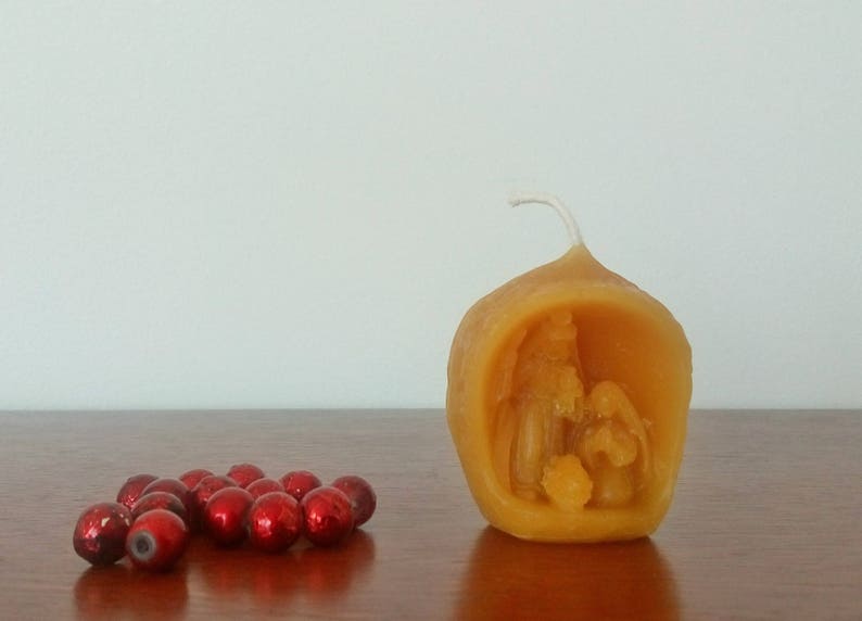 Beeswax Nativity Scene Christmas Candle / Nativity set in a Etsy