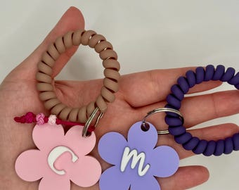 Custom Acrylic Flower Keychain | Choose Color & Hardware | Personalized Letter | Bag Charm | Backpack Accessory | Gift for Her