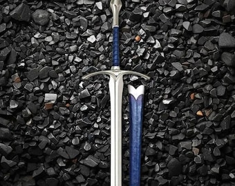 Replica della spada dell'anello del potere fantasy elfico fatta a mano e decorazione in acciaio inossidabile, accessorio per cosplay, regalo di compleanno e di Natale per uomo