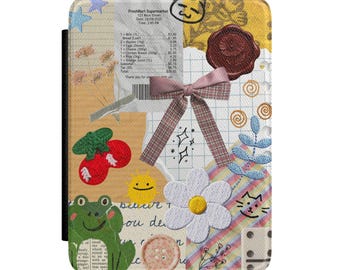 Whimsical Collage Kindle Case | PU Leather Cover, Magnetic Closure (Kindle Paperwhite 7")