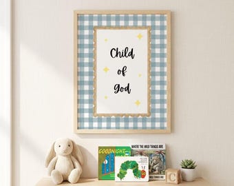 Child of God Matte Vertical Poster | Plaid Frame Nursery Wall Art
