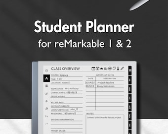 Student Planner for reMarkable 2, Study Templates for reMarkable, Digital Academic Planner, College Planner, Assignment Tracker