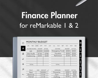 Financial Planner for reMarkable 2, Finance Tracker, Budget Planner, Budget Tracker, Paycheck, Spending Tracker, Expense Tracker Saving