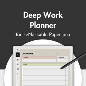 Deep Work Planner For Remarkable Paper Pro, Templates for Remarkable Focus Planner Task Management Project Planner Goal Planner Work Planner