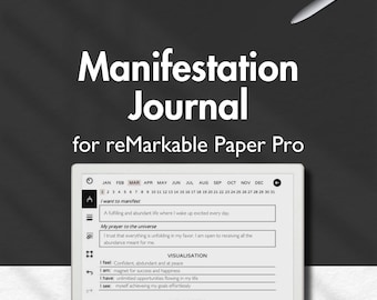 Manifestation Journal for reMarkable Paper Pro, Manifesting Journal, Law of Attraction, Spiritual, Gratitude, Wellness Affirmation