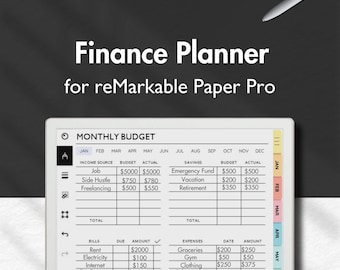 Planificador financiero para reMarkable Paper Pro, Seguimiento de presupuesto para reMarkable, Seguimiento financiero, Nómina, Seguimiento de gastos, Seguimiento de gastos, Ahorro