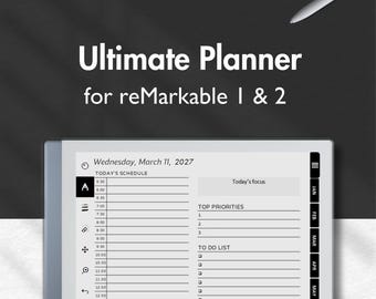 Daily Planner for reMarkable 2, 2027 Planner for reMarkable, Templates for reMarkable, Ultimate Planner, To Do, Calendar, Finances, Project