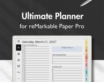 Planner for reMarkable Paper Pro, 2027 Planner for reMarkable, Templates for reMarkable, To Do, Calendar, Notes, Finances, Project, Agenda