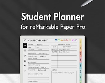Student Planner for reMarkable Paper Pro, Study Templates for reMarkable, Digital Academic Planner, College Planner, Assignment Tracker