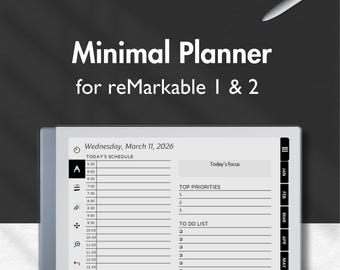 Planificador para reMarkable 2, Planificador diario para reMarkable, Plantillas para reMarkable, Tareas pendientes, Calendario, Notas, Finanzas, Proyecto, Organizador
