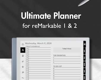 Planificador diario para reMarkable 2, 2026, Plantillas para reMarkable, Planificador definitivo, Tareas pendientes, Calendario, Finanzas, Proyecto