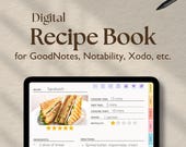 Digital Recipe Book, Goodnotes Cookbook iPad Recipe Journal Recipe Planner, Digital Weekly Meal Planner Grocery List, Recipe Organizer