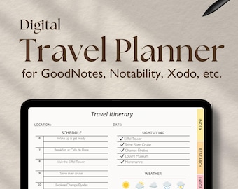 Digital Travel Planner Travel Journal Trip Planner Vacation Planner Holiday Planner, Travel Diary Goodnotes Planner, Packing List, Itinerary