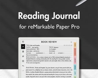 Reading Journal for reMarkable Paper Pro, Templates for reMarkable, Book Review, Reading Log, Reading Tracker, Reading Planner, Book Tracker