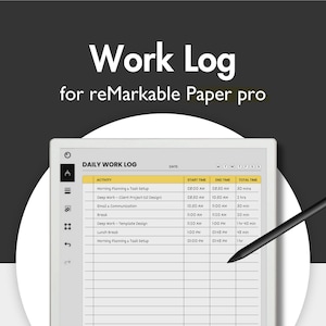 Work Log Template for reMarkable Paper Pro, Work Time Log, Hours Worked Tracker, Work Hours Log, Time Tracker, Task Tracking Template Work