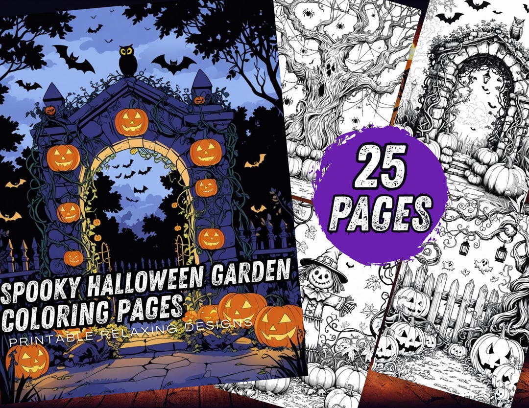 Spooky Garden Coloring Pages PDF | 25 Halloween Printable Designs for ...