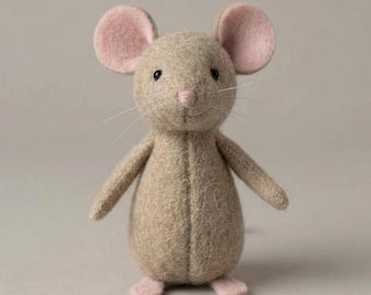 Standing Mouse Felting Pattern | Needle Felted Mouse Tutorial | DIY Wool Mouse Plush | Animal Felting PDF Pattern | Handmade Toy