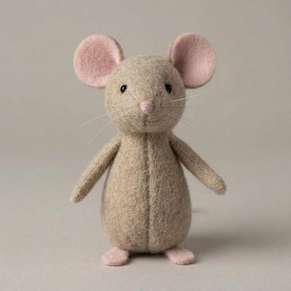 Standing Mouse Felting Pattern | Needle Felted Mouse Tutorial | DIY Wool Mouse Plush | Animal Felting PDF Pattern | Handmade Toy