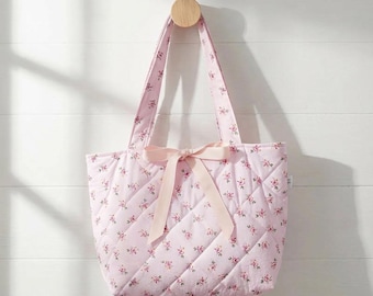 Patrón de costura para bolso de mano Rosie Bloom / Patrón PDF para bolso floral / Bolso ideal para principiantes / Bolso reutilizable / Patrón de costura digital