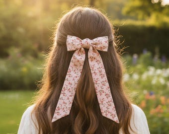 Fabric Hair Bow Pattern PDF | Rose Garden Sailor Bow Tutorial | French Bow Sewing Pattern | Easy DIY | Pointed Tail Bow Hair Accessory