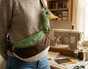 Patrón de costura de riñonera de ganso en PDF / Riñonera con animales adorables / Riñonera cruzada / Patrón de bolso para niños y adultos / Descarga digital