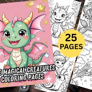 Magical Creatures Coloring Book PDF – Unicorns, Dragons & Fairies for Kids And Teens – Printable Fantasy Activity | Digital Download