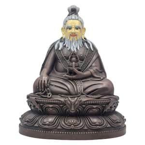 Thangtong Gyalpo Miniature Statue | 24K Gold Gilded & Chocolate Oxidized | Handmade Copper | Tibetan Yogic Master | Himalayan Art