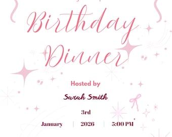 Pink coquette birthday dinner invitation