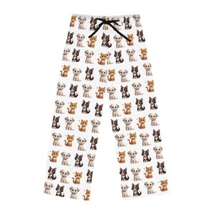Cute Puppy Print Women&#39;s Pajama Pants, Cozy Sleepwear, Gift for Dog Lovers, Loungewear for Home, Pet-Themed Pajama Bottoms