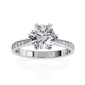 1.3 CT Round Cut Moissanite  Engagement Ring for Women  925 Sterling Silver Solitaire with Diamond Classic Promise Ring for Her.