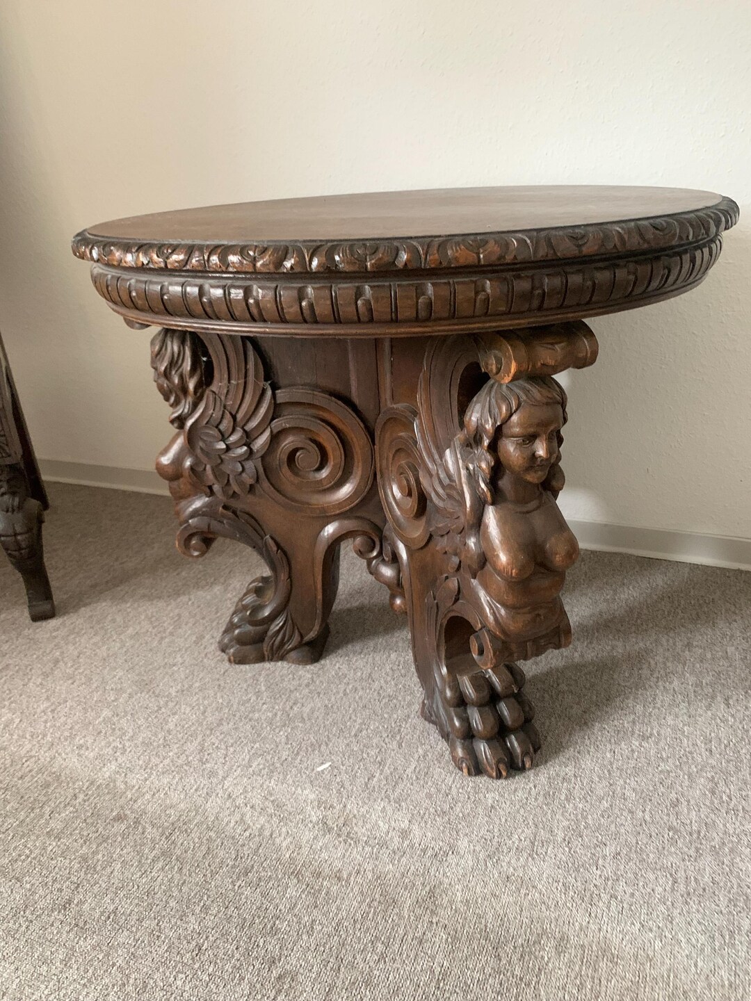 Antique Italian Renaissance Armchair and Side Table Around 1850 Flemish ...
